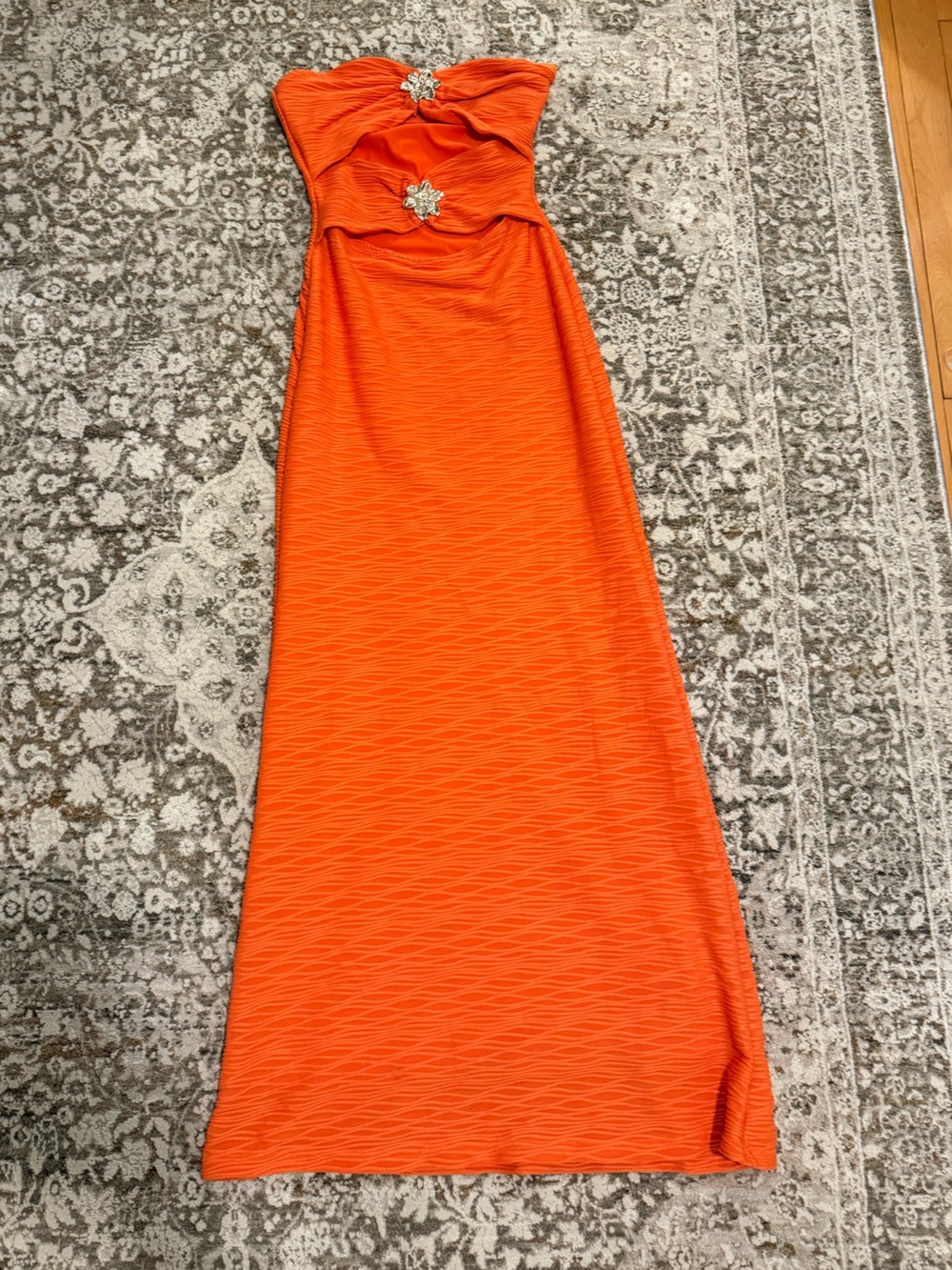 Orange Strapless Maxi Dress